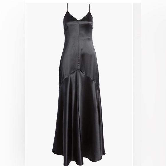 Lulus Dresses & Skirts - Lulu’s Buena Black Satin Maxi Dress Gown XS